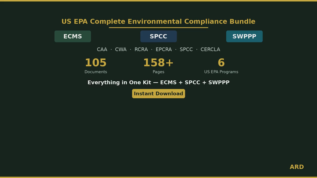 US EPA SPCC Plan System Full Pack Documents ( 40 Cfr Part 112 Compliance Kit )