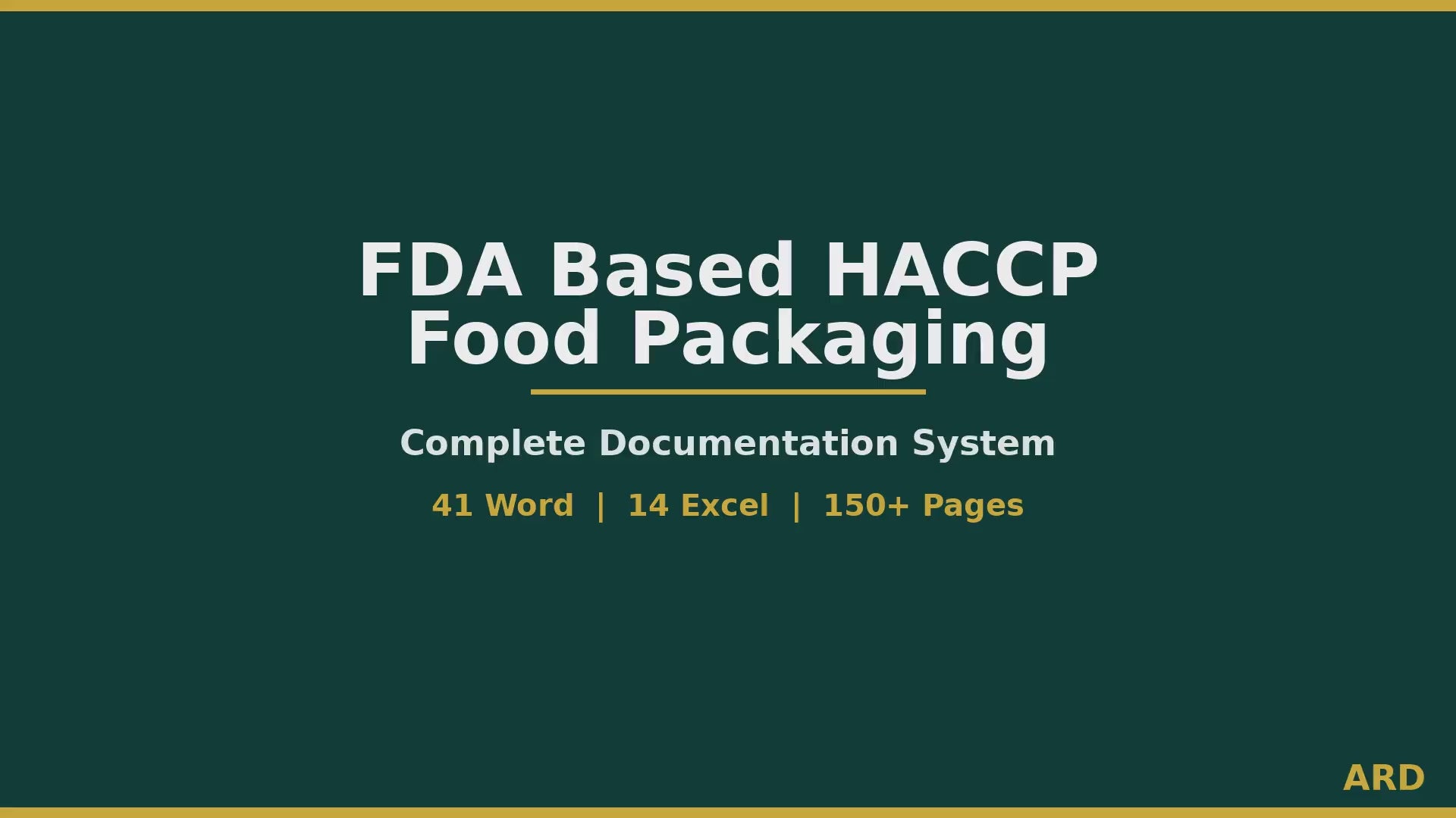 FDA Based HACCP Food Packaging Management System Full Pack | Complete Editable Documentation System Food Contact Compliance