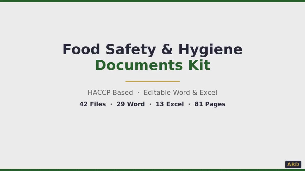 Food Safety Hygiene Full Pack System Documents | with HACCP Plan, Editable Word Excel Templates