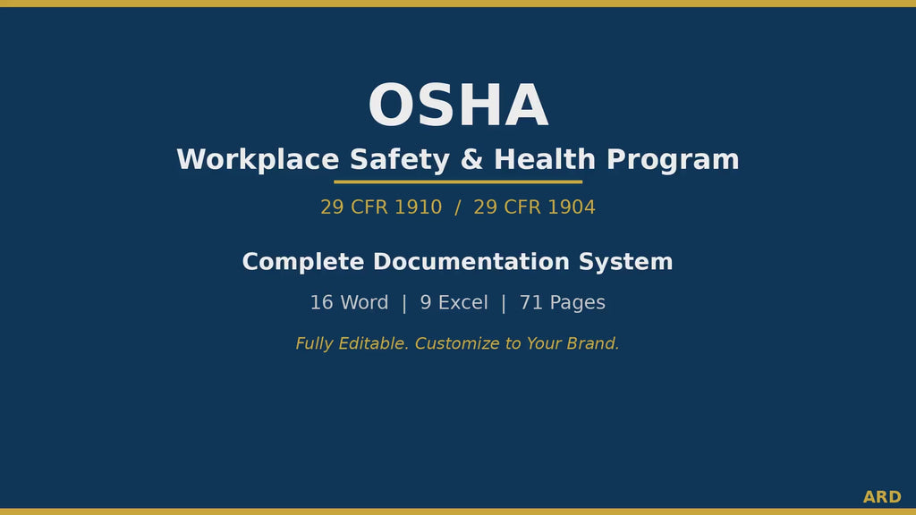 OSHA Safety Program System Full Pack Documents