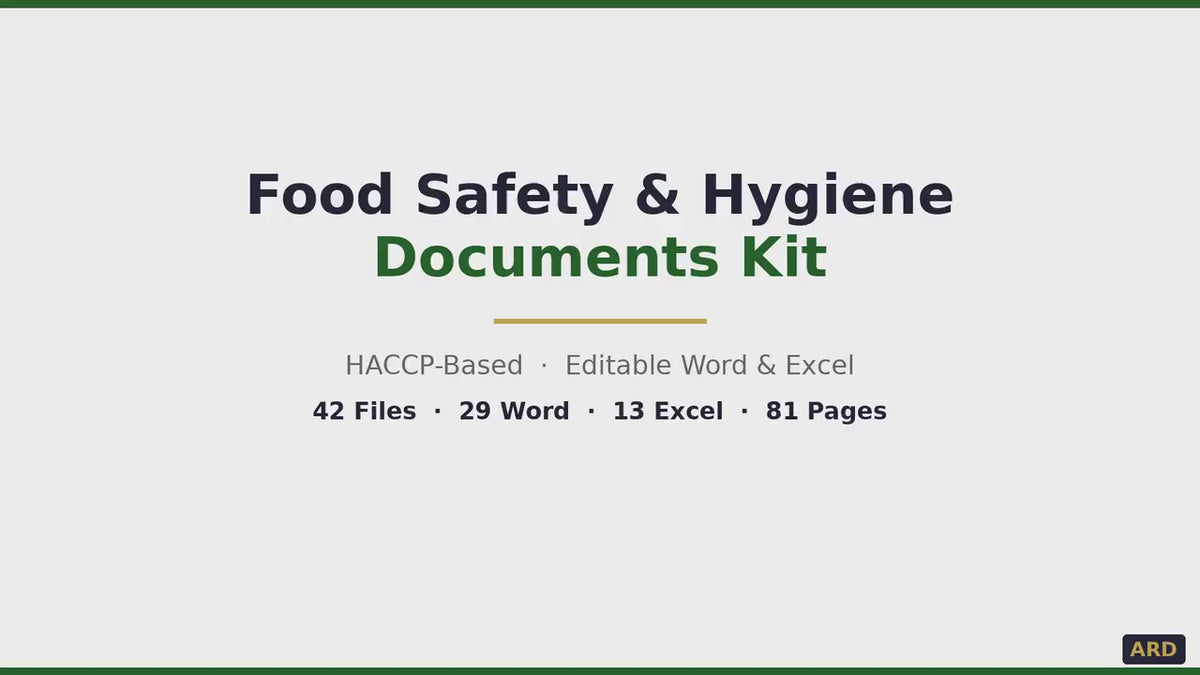 Food Safety Hygiene Full Pack, HACCP Plan System Documents, Editable Word Excel, Digital Download