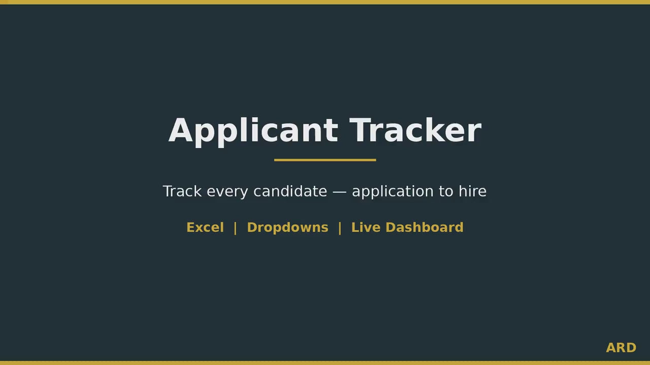 Applicant Tracker Spreadsheet | Recruitment Candidate Tracker for Excel Hiring Pipeline Dashboard with Dropdowns  Small Business HR Template