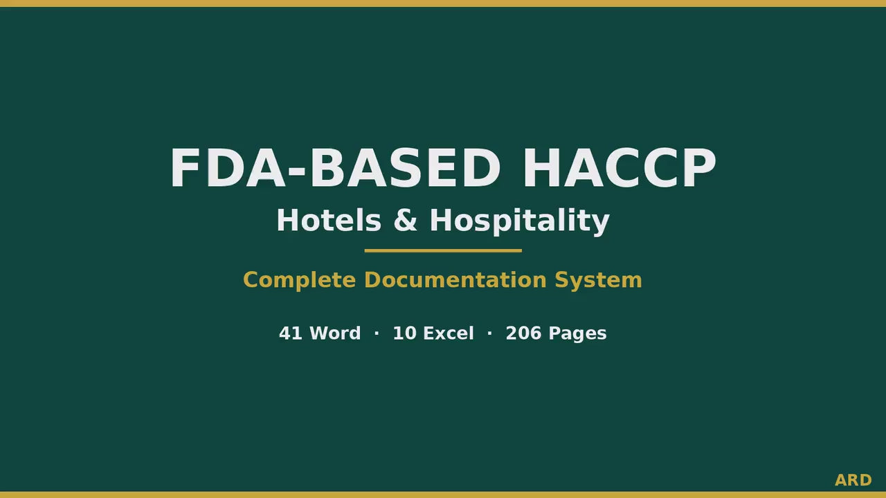 HACCP Food Safety Documentation Kit for Hotels & Hospitality Foodservice — FDA Food Code 2022 | Codex HACCP | 54 Documents, 206 Pages