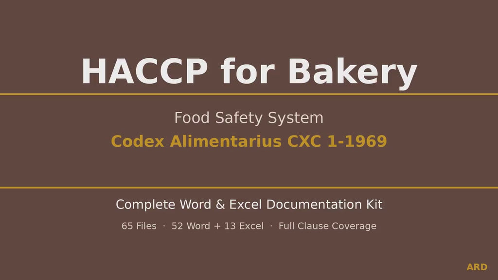 Bakery HACCP Food Safety Full Pack System Documents