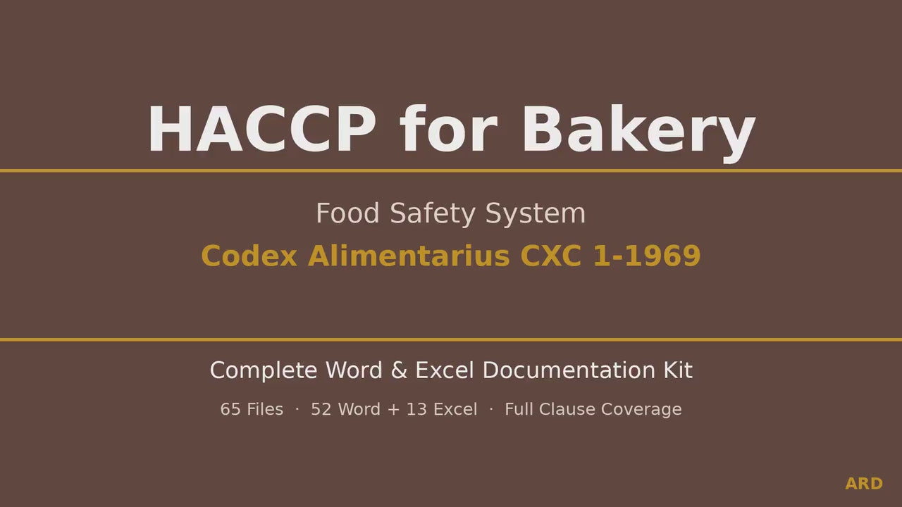 Bakery HACCP Food Safety Full Pack System Documents