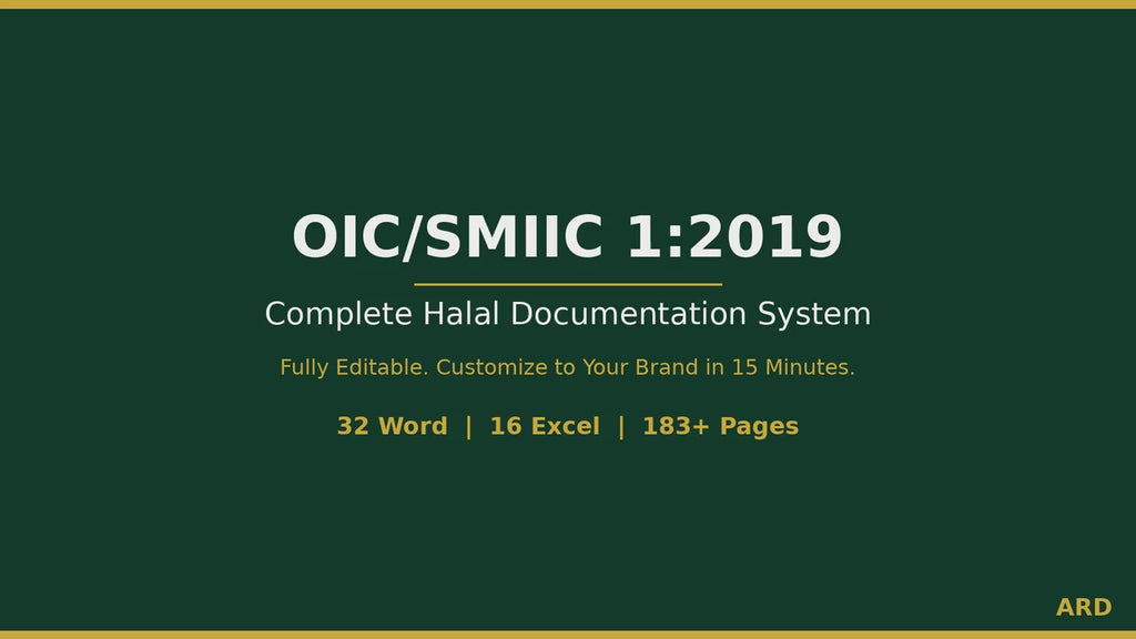 Halal Certification Documentation System Full Pack | OIC/SMIIC 1:2019 | 48 Editable Files | HACCP Slaughter Traceability Audit Records