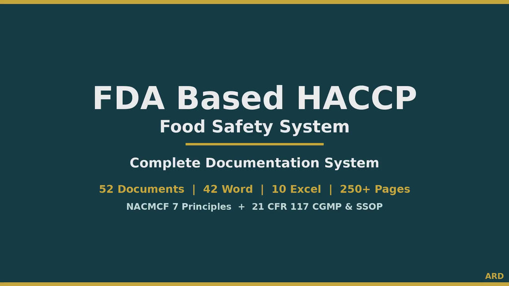 FDA HACCP Food Safety Documentation System Full Pack For All  Sectors ( NACMCF CGMp SSOp )
