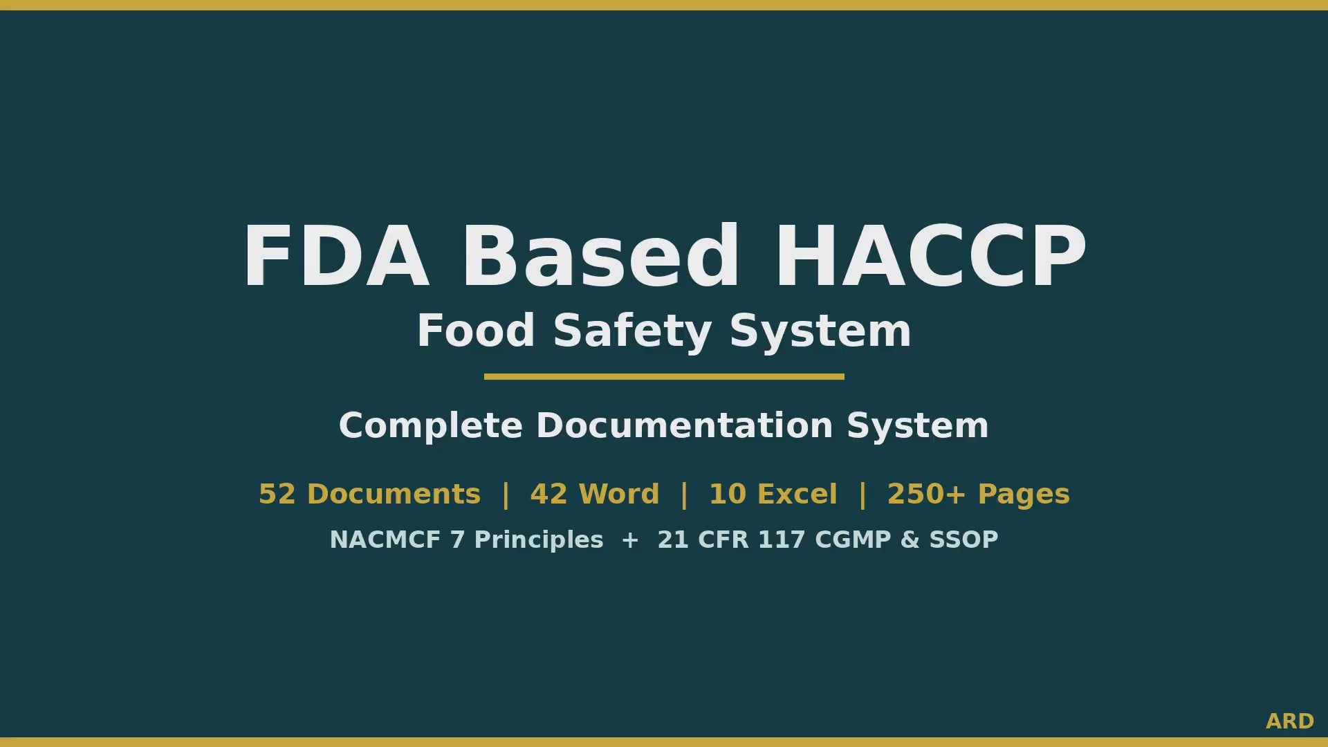 FDA HACCP Food Safety Documentation System Full Pack For All  Sectors ( NACMCF CGMp SSOp )