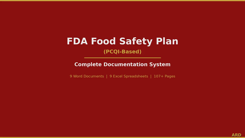 PCQI Food Safety Plan Documentation  System Full Pack Documents
