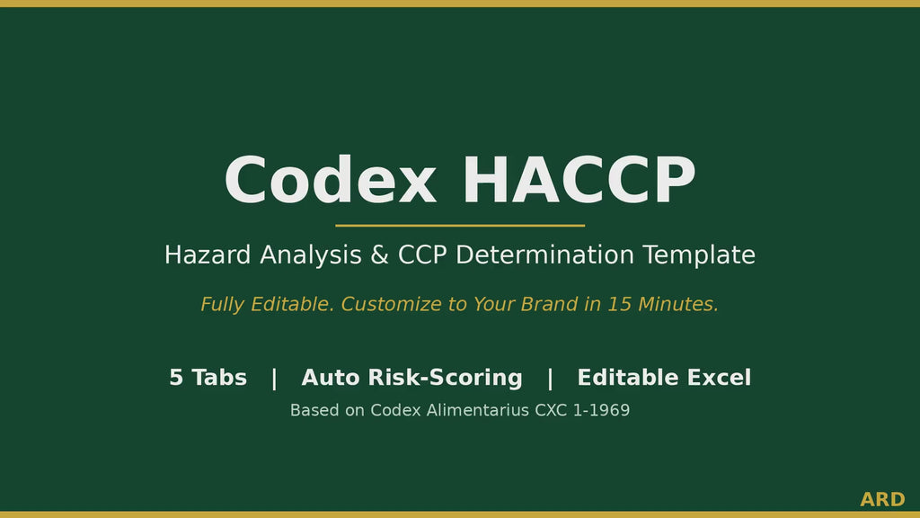 HACCP Hazard Analysis Template | Editable Excel | 12-Stage Flow, 50+ Hazards, CCP Determination, PRP