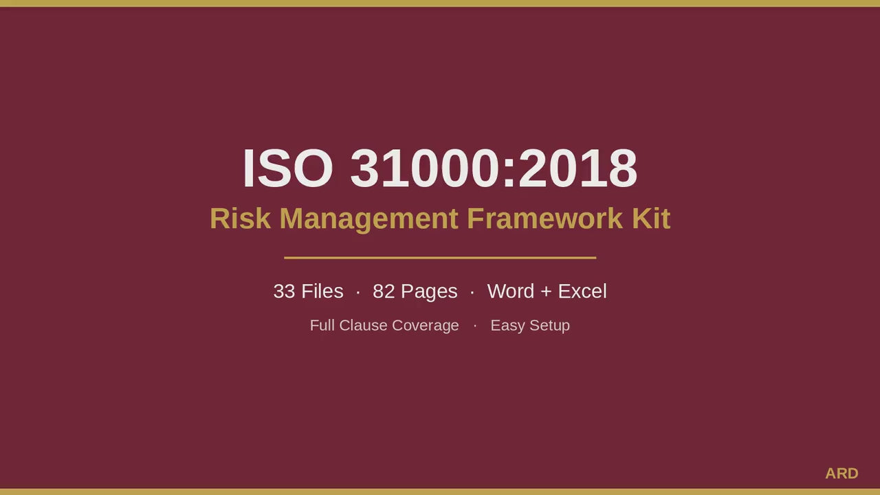 ISO 31000:2018 Risk Management Framework Full Pack System Documents