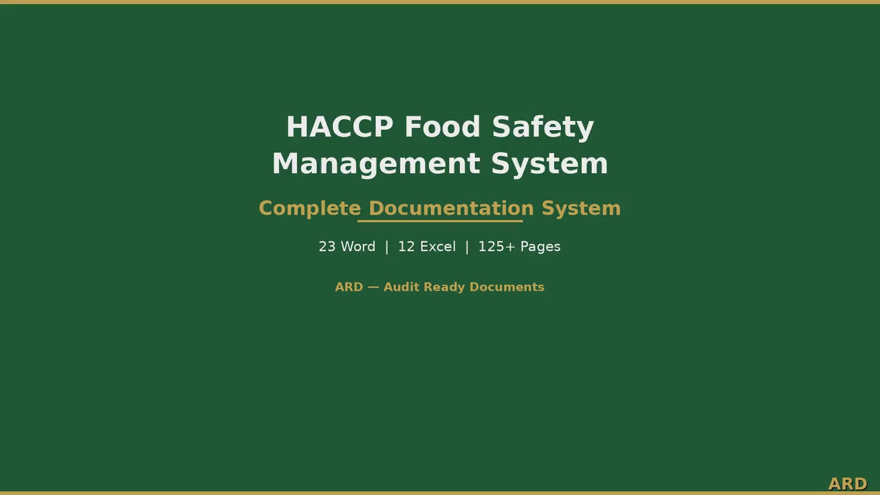 UK Food Safety Management  | HACCP Kit for UK Law Systems Full Pack Documents