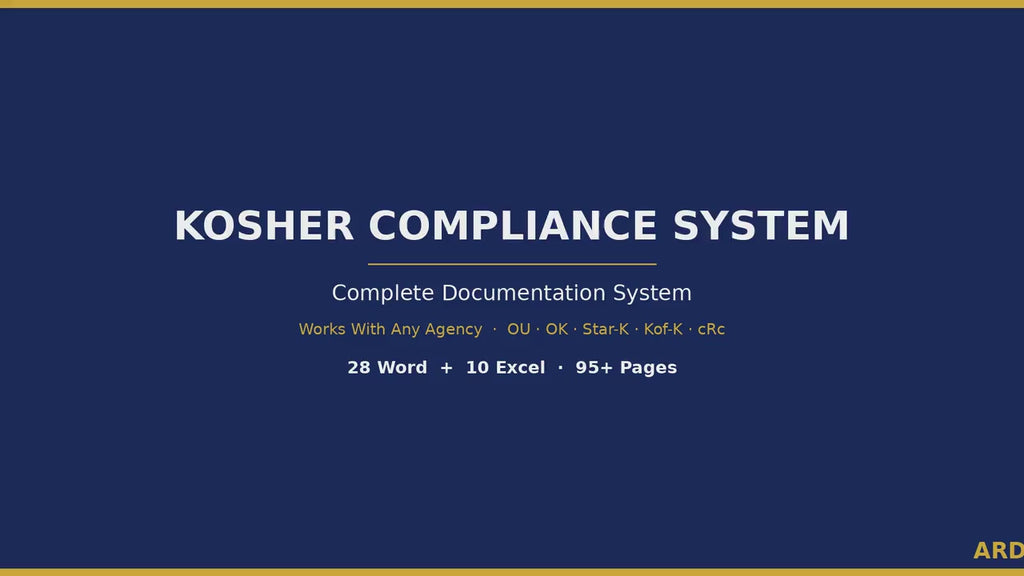 Kosher Compliance Documentation Full Pack 38 Editable Files | Save 100+ Hours | Works With Any Agency (OU OK Star-K) | Word & Excel