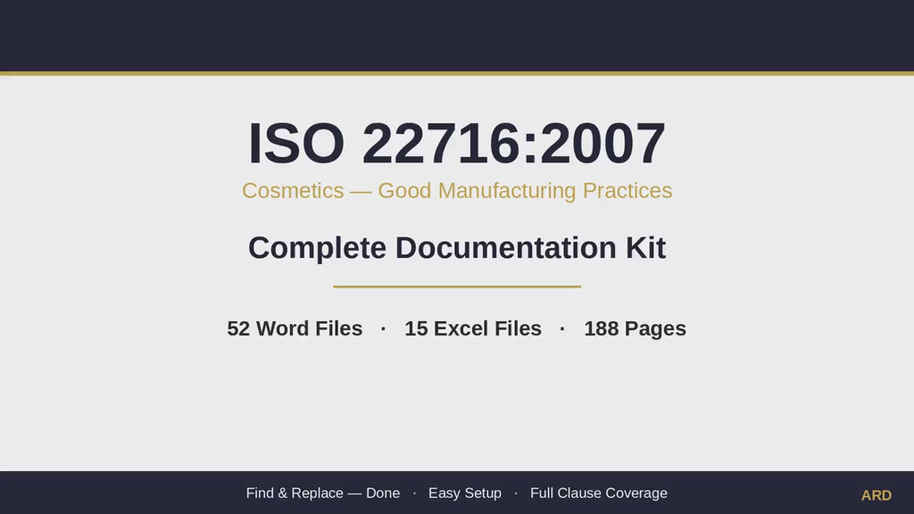 ISO 22716 Cosmetics GMP  Full Pack System Documents