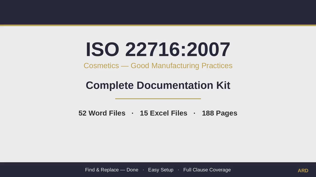 ISO 22716 Cosmetics GMP  Full Pack System Documents