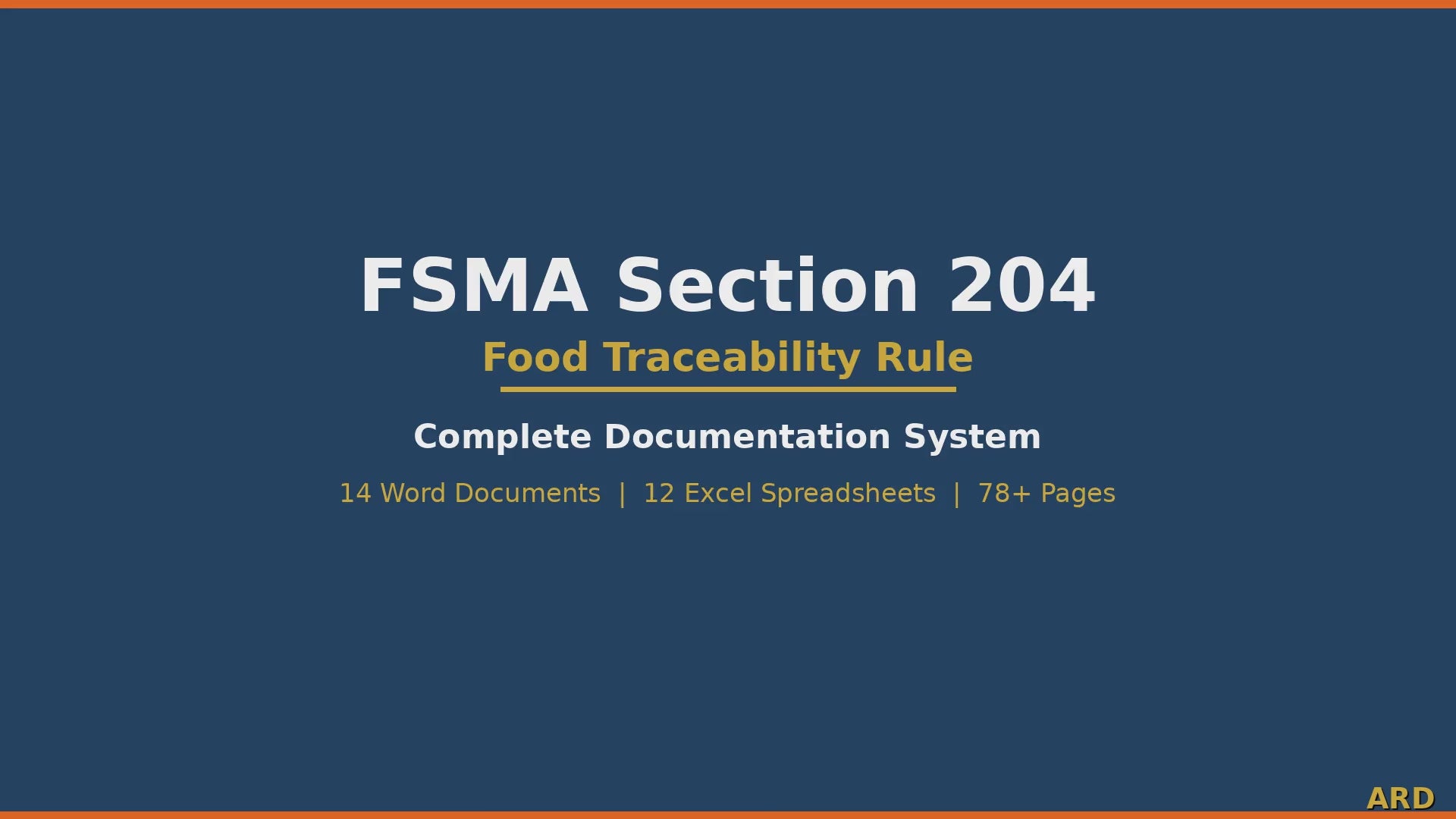 FSMA 204 Food Traceability Plan +  | FDA Compliance Documentation ( Systems Full Pack Documents )