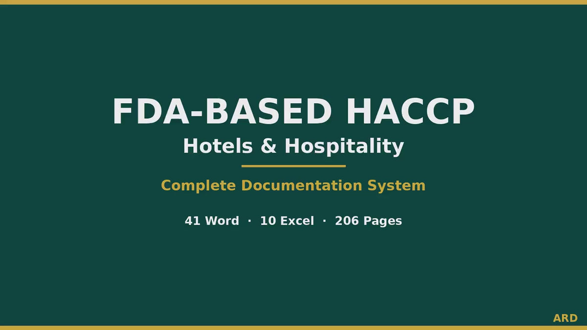 HACCP Documentation Kit Hotels Hospitality Foodservice, FDA Food Code 2022 Codex, Editable Word Excel, Digital Download