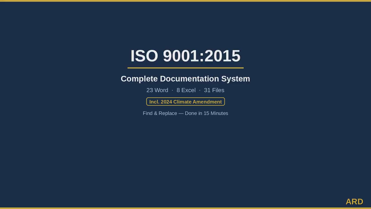 ISO 9001:2015 Quality Management System  Full Pack