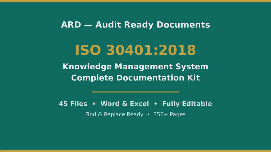 ISO 30401:2018 Knowledge Management Full Pack System Documents