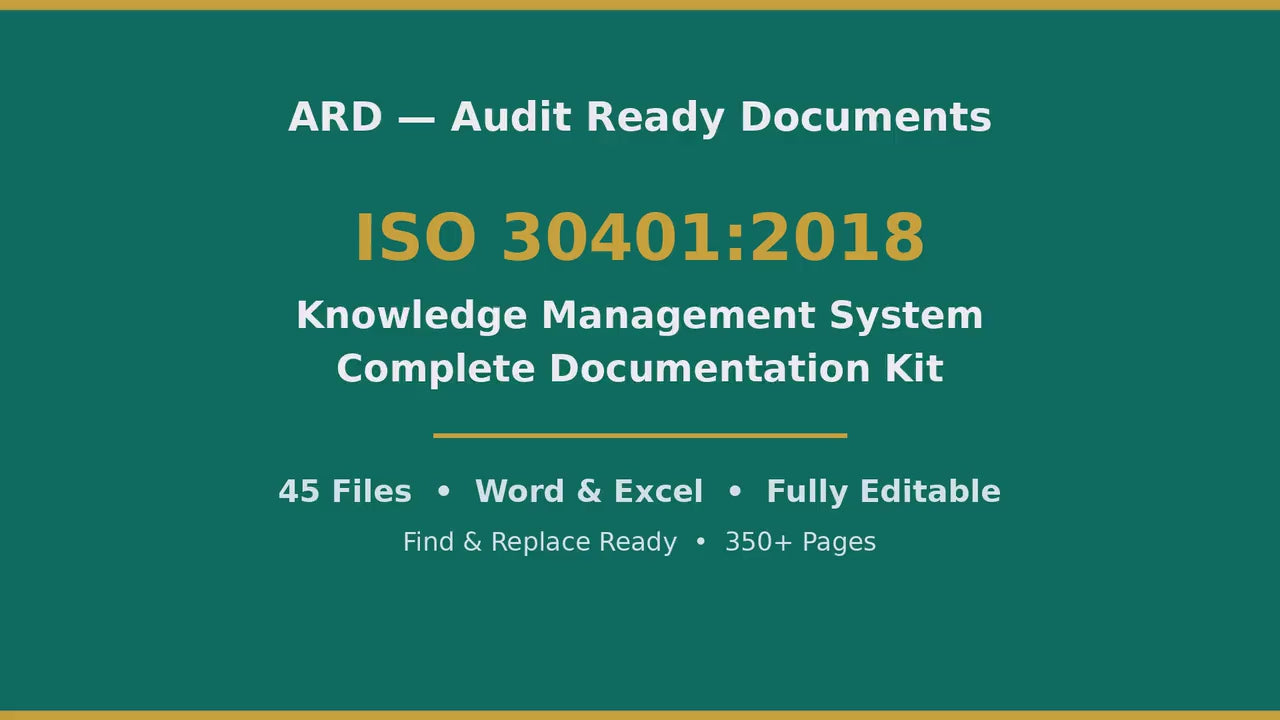 ISO 30401:2018 Knowledge Management Full Pack System Documents