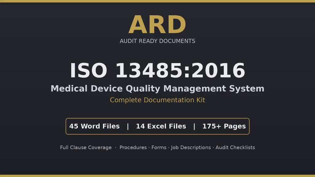ISO 13485:2016 Medical Device QMS Full Pack System Documents