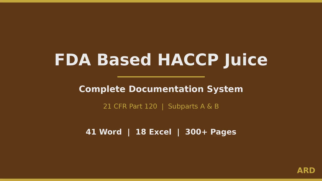 FDA Juice HACCP Documentation System  Full Pack ( 21 CFR Part 120 5-Log SSOp Food Safety )