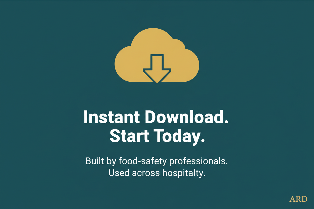 HACCP Food Safety Documentation Kit for Hotels & Hospitality Foodservice — FDA Food Code 2022 | Codex HACCP | 54 Documents, 206 Pages